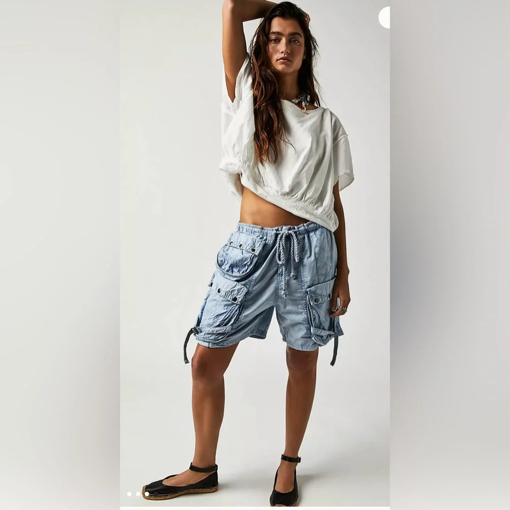 Free people moon Bay Parachute Shorts in blue - small - NWOT - Picture 4 of 8